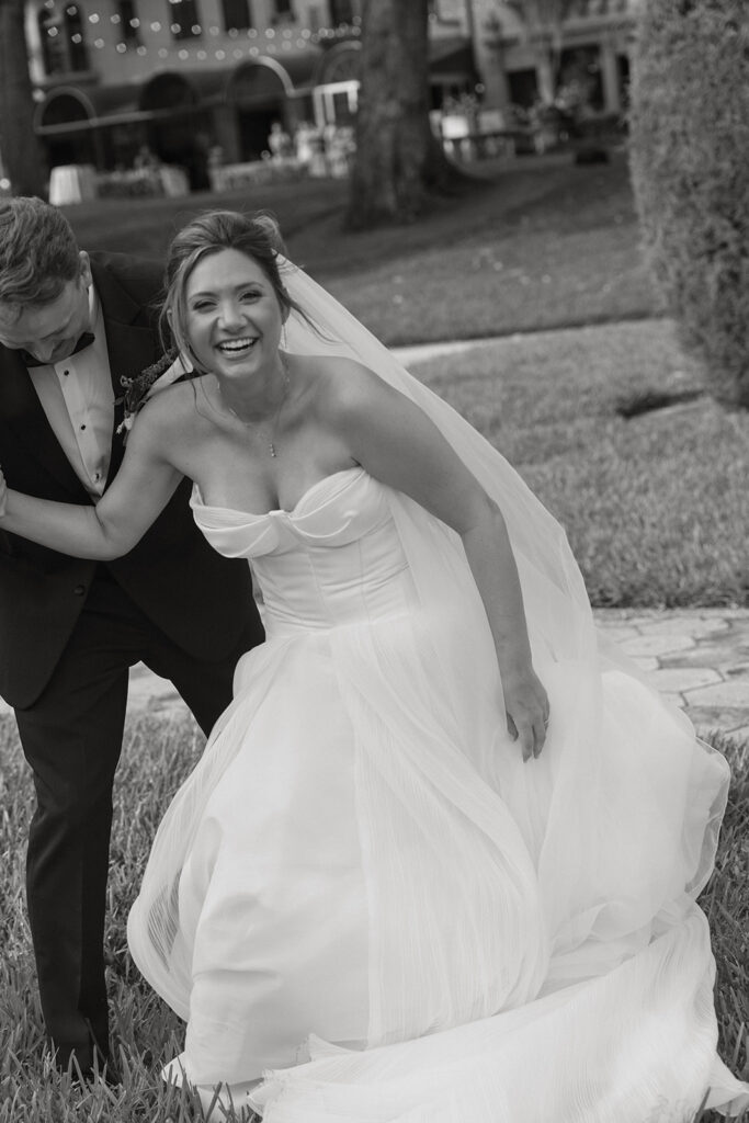 Bride and groom dancing together at their Epping Forest Yacht & Country Club wedding reception