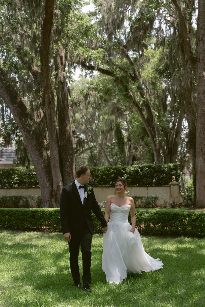 Mossy oak tree tunnel at the Epping Forest Country Club wedding venue in Jacksonville, Florida